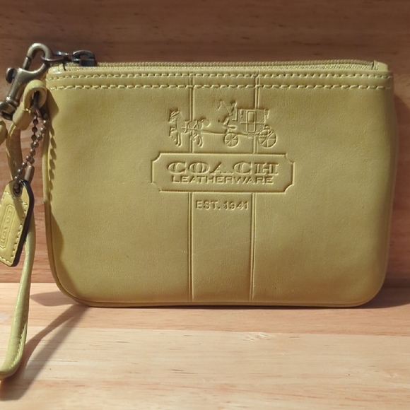 Coach Yellow Leather Wristlet - Picture 3 of 7